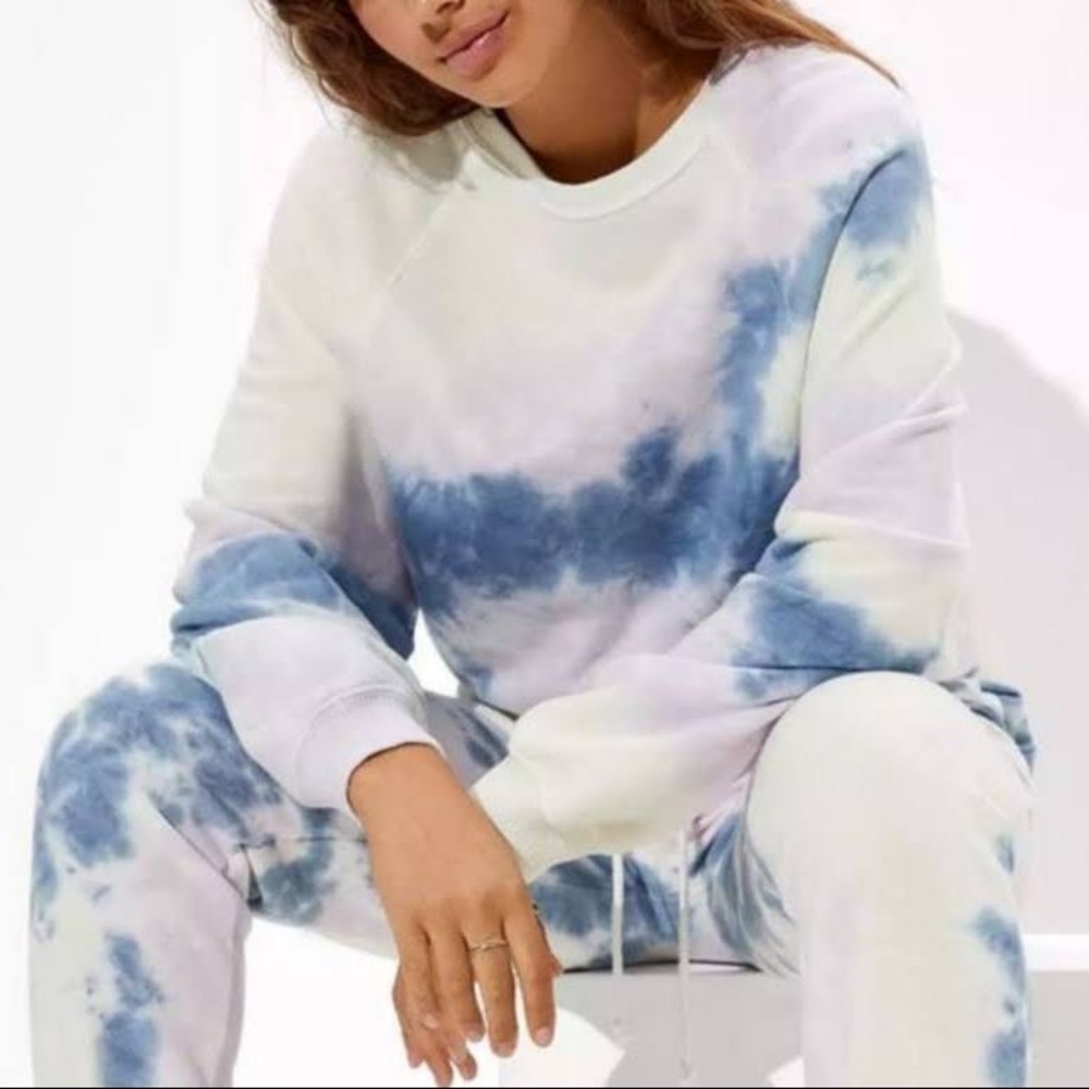 American Eagle Tie Dye Oversized Cropped Crew Neck Sweatshirt | S & Joggers | Xs
